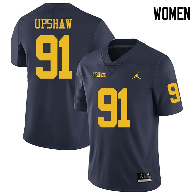 Jordan Brand Women #91 Taylor Upshaw Michigan Wolverines College Football Jerseys Sale-Navy
